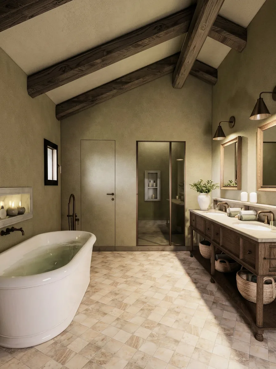 Villa primary bathroom with freestanding tub and double vanity
