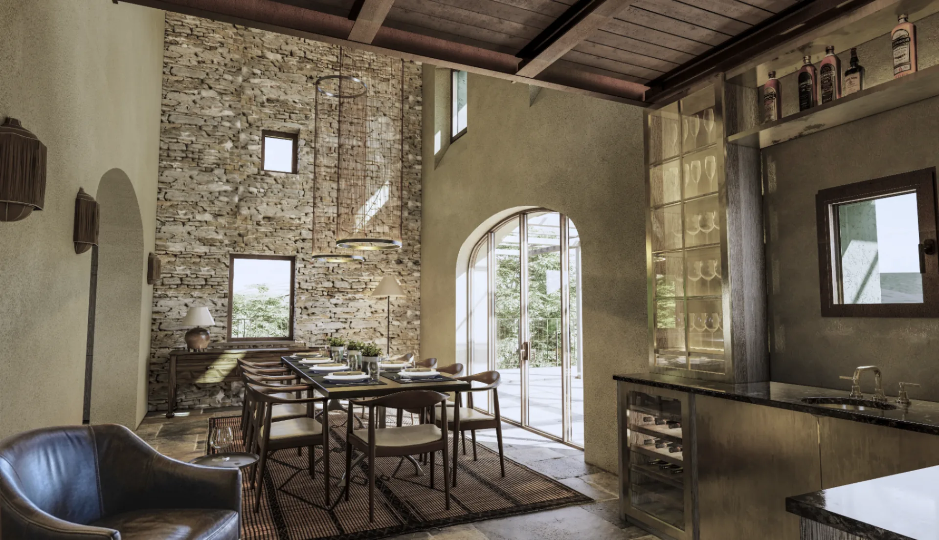 Dining room with bar
