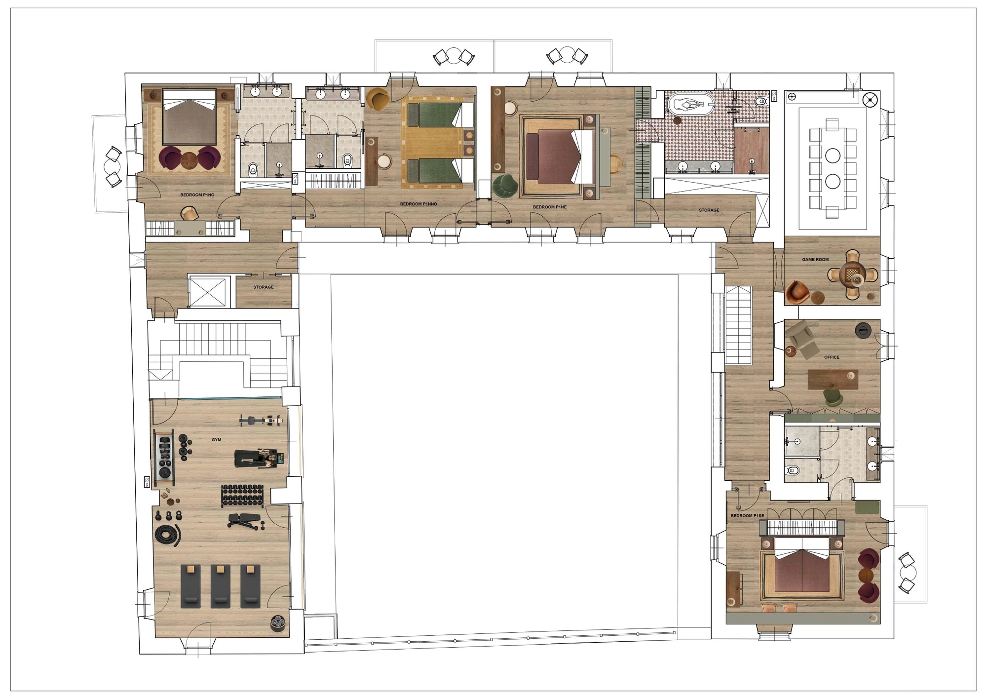 Second floor plan of the Villa at Borgo Castellengo