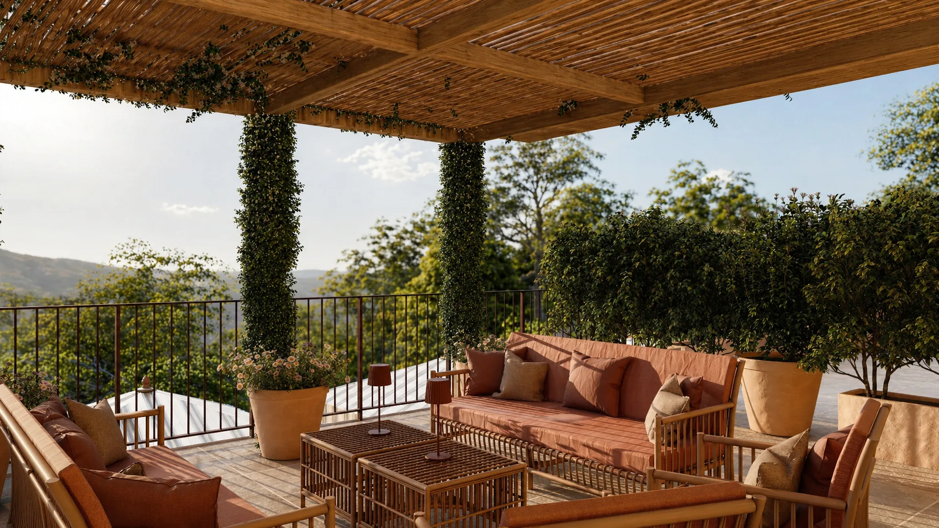 Outdoor terrace with view
