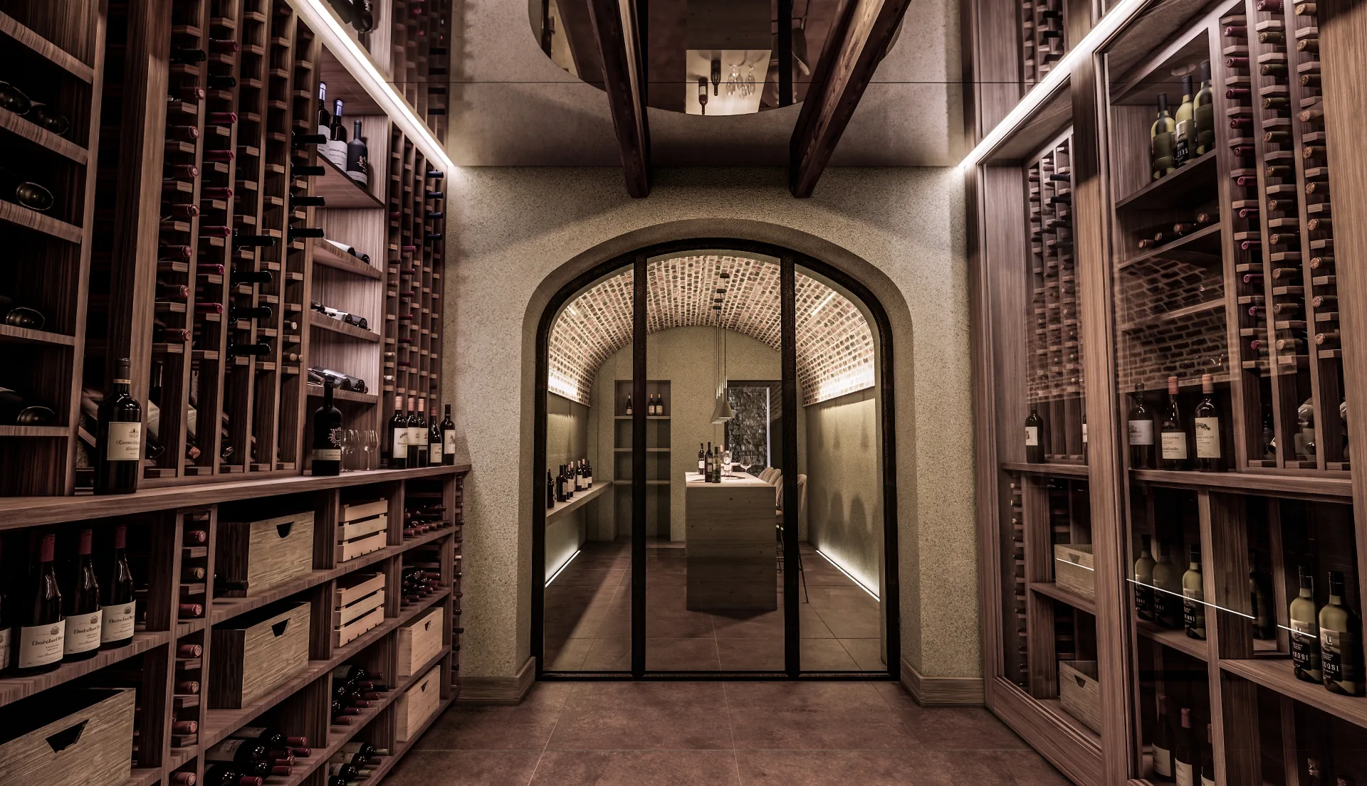 Wine cellar and tasting room with curated collection